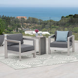 3-piece Outdoor Aluminum Club Chairs with Side Table - NH084603