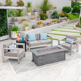 Outdoor 4-Seater Aluminum Chat Set with Fire Pit and Tank Holder - NH174603
