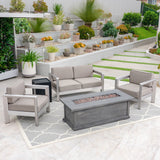 Outdoor 4-Seater Aluminum Chat Set with Fire Pit and Tank Holder - NH174603