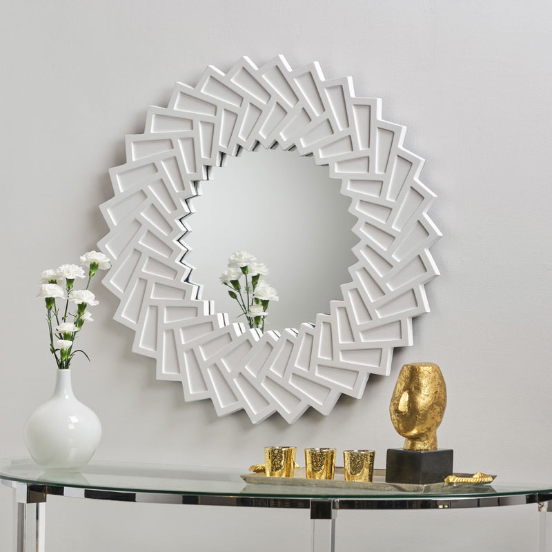 Decorative Modern Sun Mirror with Faux Wood Frame - NH308803