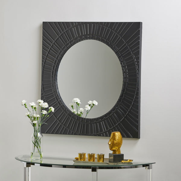 Modern Square Tempered Glass and Iron Metal Wall Mirror - NH097803