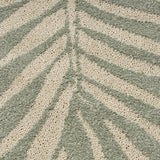 Outdoor Modern Frond Leaf Green And Ivory Rectangular Area Rug - NH929403