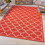 Indoor Geometric  Area Rug, Red and Ivory - NH826503