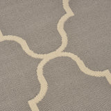Outdoor Quatrefoil Gray and Ivory Rectangular Area Rug - NH919403