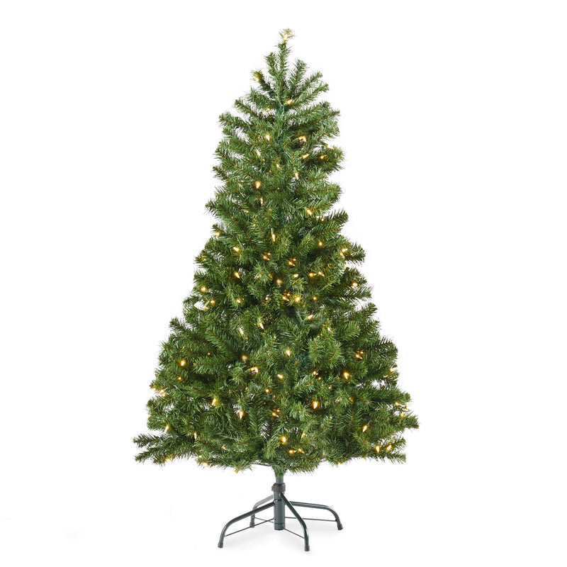 4.5-foot Noble Fir Pre-Lit Clear LED Hinged Artificial Christmas Tree - NH211413
