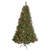 7-foot Mixed Spruce Hinged Artificial Christmas Tree with Glitter Branches, Red Berries, and Pinecones - NH873703