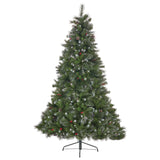 7-foot Mixed Spruce Hinged Artificial Christmas Tree with Glitter Branches, Red Berries, and Pinecones - NH873703
