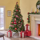 7.5-foot Mixed Spruce Hinged Artificial Christmas Tree with Frosted Branches, Red Berries, and Frosted Pinecones - NH263703