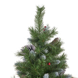 7.5-foot Mixed Spruce Hinged Artificial Christmas Tree with Frosted Branches, Red Berries, and Frosted Pinecones - NH263703