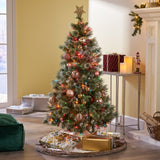 4.5-foot Cashmere Pine and Mixed Needles Hinged Artificial Christmas Tree with Snow and Glitter Branches and Frosted Pinecones - NH933703