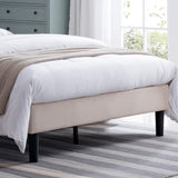 Fully-Upholstered Queen-Size Platform Bed Frame, Modern, Contemporary, Low-Profile - NH355703
