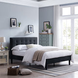 Fully-Upholstered Queen-Size Platform Bed Frame, Modern, Contemporary, Low-Profile - NH355703