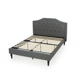Low Profile Fully Upholstered Fabric Platform Bed Frame, Queen - NH086703