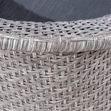 Patio Swivel Chairs, Wicker with Outdoor Cushions, Mixed Black and Dark Gray - NH112703