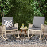 Outdoor Acacia Wood 2 Seater Rocking Chairs and Side Table Set - NH496903