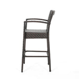 Outdoor 46" Wicker Barstool (Set of 2), Multi Brown Finish - NH932903