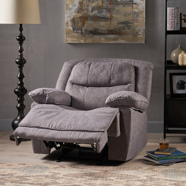 Contemporary Pillow-Tufted Upholstered Fabric Glider Recliner - NH487703