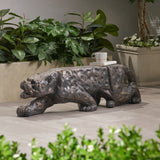 Outdoor Leopard Shaped Concrete Bench, Antique Copper Finish - NH142903