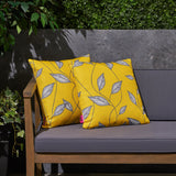 Outdoor Cushion, 17.75" Square, Cute Leaves, Yellow, Cream, Gray - NH531703