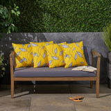 Outdoor Cushion, 17.75" Square, Cute Leaves, Yellow, Cream, Gray - NH531703