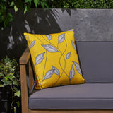 Outdoor Cushion, 17.75" Square, Cute Leaves, Yellow, Cream, Gray - NH531703