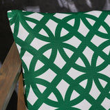 Outdoor Cushion, 17.75" Square, Geometric Lattice Pattern, Green, White - NH741703