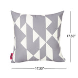 Outdoor Cushion, 17.75" Square, Abstract Geometric Pattern, White, Gray - NH151703