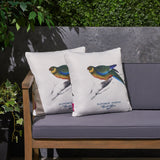 Outdoor Cushion, 17.75" Square, Parrot Print, Vintage, White, Green, Blue, Red, Yellow, Gray - NH141703