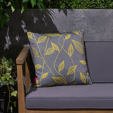 Outdoor Cushion, 17.75" Square, Cute Leaves, Yellow, Gray - NH341703