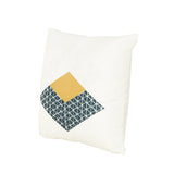 Outdoor Cushion, 17.75" Square, Abstract Geometric Pattern, Modern, Contemporary, White, Dark Blue, Yellow - NH441703