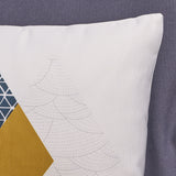 Outdoor Cushion, 17.75" Square, Abstract Geometric Pattern, Modern, Contemporary, White, Dark Blue, Yellow - NH441703