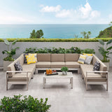 Outdoor 11 Seater Aluminum U-Shaped Sofa Sectional and Table Set - NH468903