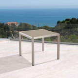 Outdoor Dining Table - Anodized Aluminum - Tempered Glass Table Top - Square - Silver and Gray - 35-inch - NH410703