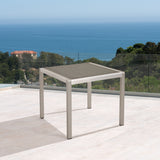 Outdoor Dining Table - Anodized Aluminum - Wicker Table Top - Square - Silver and Gray - 35-inch - NH610703