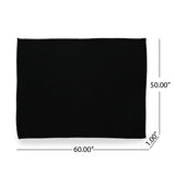 Modern Yarn Throw Blanket, Black - NH304903