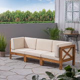 Outdoor Modular Acacia Wood Sofa with Cushions - NH196603