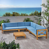 Outdoor 7 Seater Acacia Wood Sectional Sofa Set - NH034803