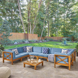 Outdoor 8-Seater Acacia Wood Sectional Sofa Set with Coffee Table - NH047603
