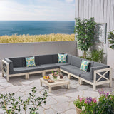Outdoor 7 Seater Acacia Wood Sectional Sofa Set - NH644803