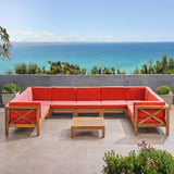 Outdoor 9 Seater Acacia Wood Sectional Sofa Set - NH534803