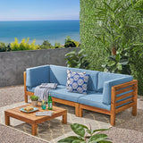 Outdoor Sectional Sofa Set with Coffee Table - 4-Piece 3-Seater - Acacia Wood - Outdoor Cushions - NH350703