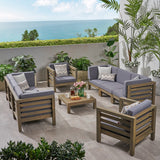 Outdoor 8 Seater Acacia Wood Sofa and Club Chair Set - NH964803