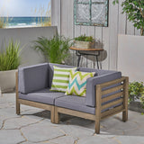 Outdoor Sectional Loveseat Set - 2-Seater - Acacia Wood - Outdoor Cushions - NH630703