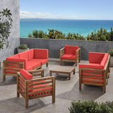 Outdoor 8 Seater Acacia Wood Sofa and Club Chair Set - NH964803