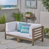 Outdoor Sectional Loveseat Set - 2-Seater - Acacia Wood - Outdoor Cushions - NH630703