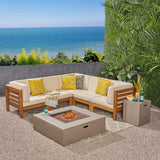 Outdoor V-Shaped Sectional Sofa Set with Fire Pit - NH960703