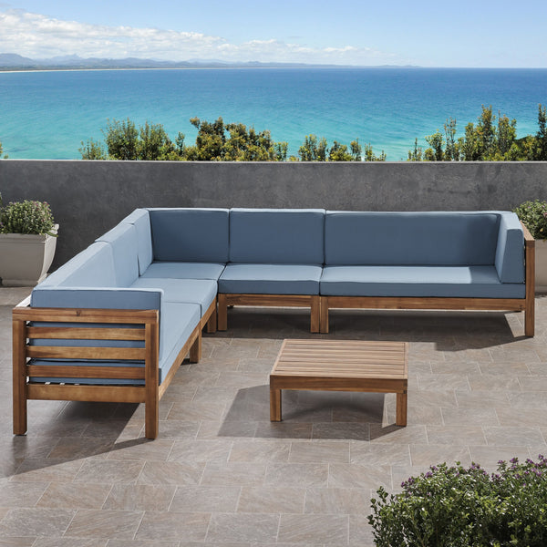 Outdoor 7 Seater Acacia Wood Sectional Sofa Set - NH974803