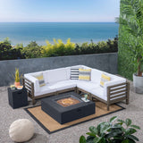Outdoor V-Shaped Sectional Sofa Set with Fire Pit - NH960703