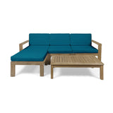 Ana Outdoor 3 Seater Acacia Wood Sofa Sectional with Cushions - NH253903