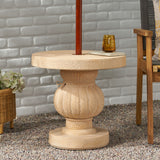 Outdoor Cast Stone Umbrella Holder Side Table - NH156313